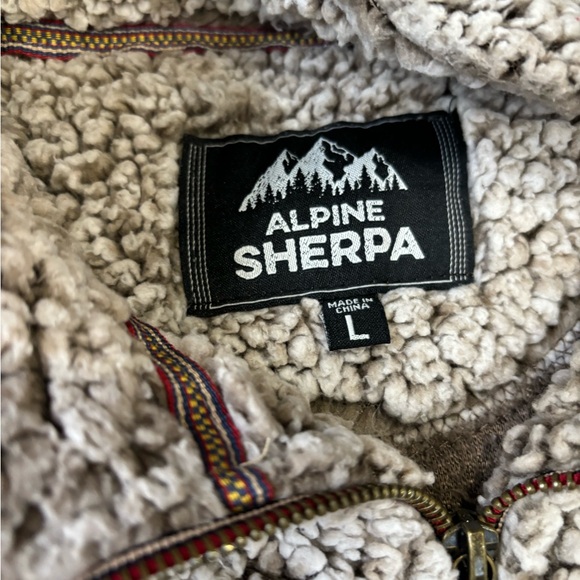 Alpine Sherpa Quarter Zip Fleece Pullover Jacket Sweatshirt Relaxed Large - Picture 3 of 5